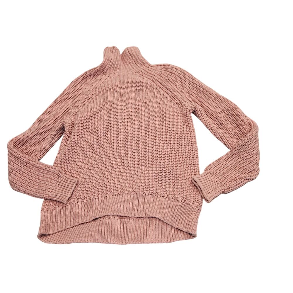 GAP Women's Chunky Knit Split Mock Neck Sweater Pink Size XS